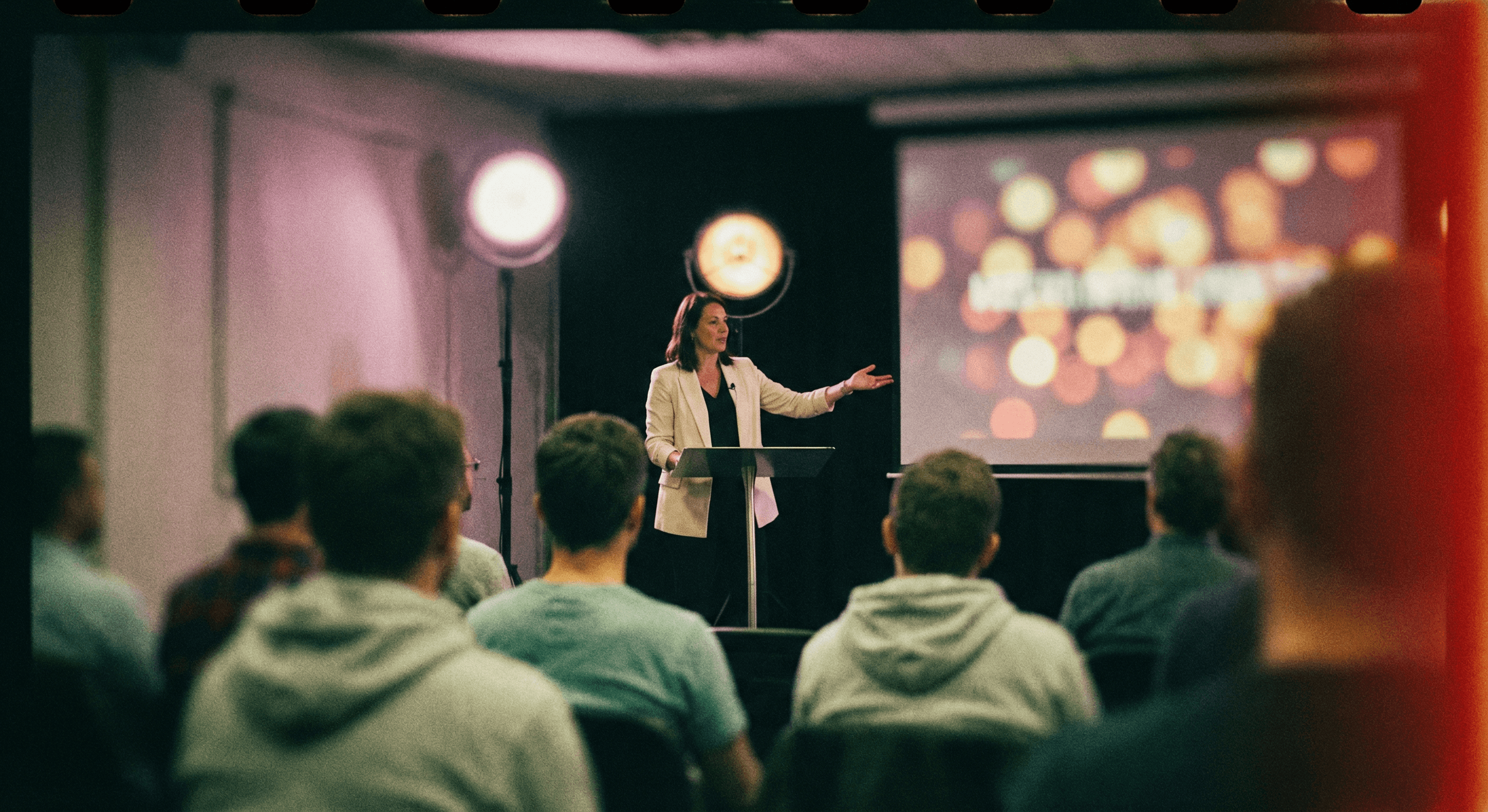 Speaker addressing an audience